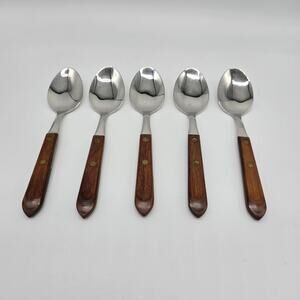 VTG Washington Forge Town & Country Tablepoons Stainless USA 5 Wood Handle
